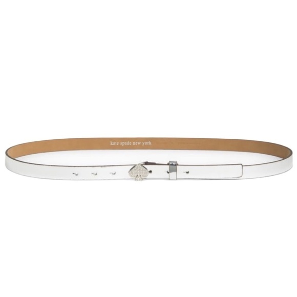 KATE SPADE • Crystal Pave Spade Mirror Metallic Silver Leather Belt - Picture 1 of 4